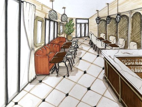 Croquis-restaurant-hotel-design-interieur